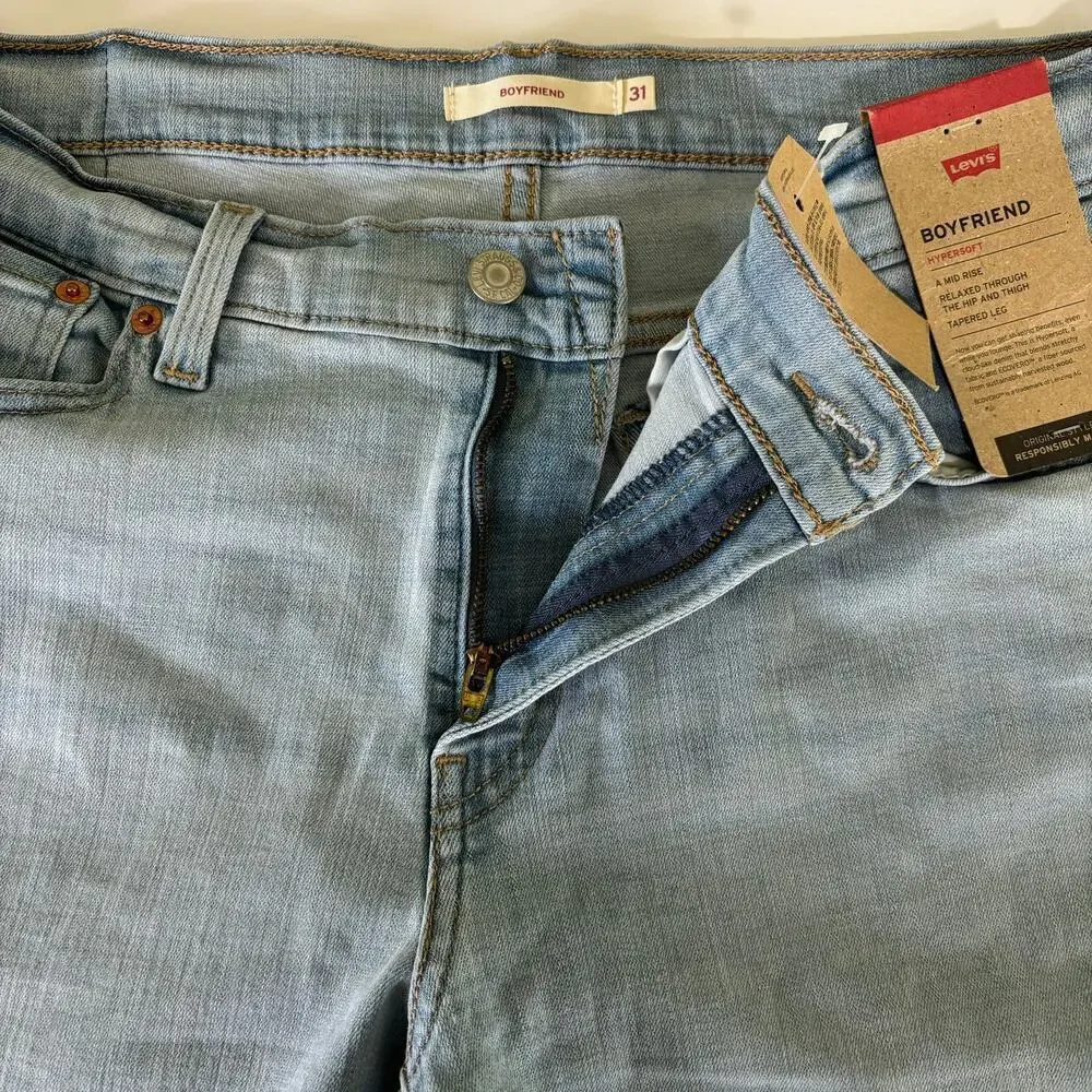 Levi's Boyfriend Jeans Women's Size 31 Mid Rise Relaxed Tapered Stretch Denim